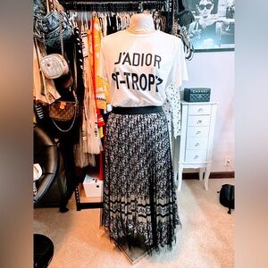 Dior Black and White Maxi Skirt and Tee
